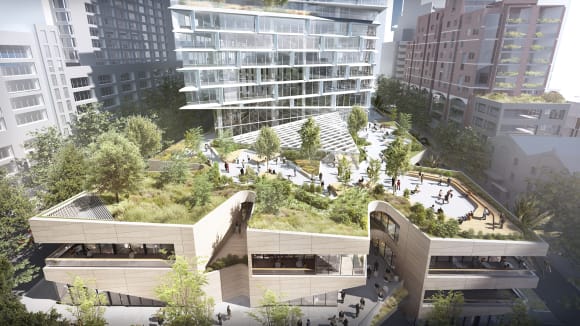 Render of one of Quay Quarter Tower's roof gardens Upcycling Australia: Why demolish when you can re-polish?