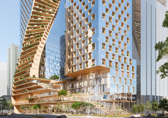 The Green Spine at street level. Image: UN Studio UN Studio's Ben van Berkel discusses the Green Spine