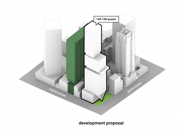 Indicative Development Proposal for consolidated site. Development Scenario: 140-150 Queen Street Redux