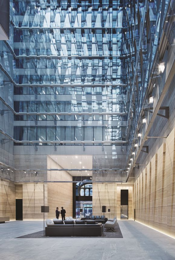 171 Collins Street lobby. © CBUS Property 171 Collins Street achieves 6 Star GBCA Green Star rating