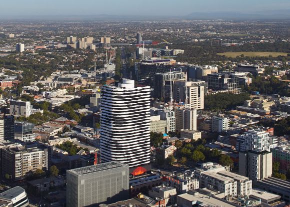 The freshly completed Swanston Square. Image courtesy Probuild Probuild crown their workbook with Aurora Melbourne Central