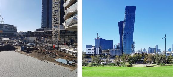 Construction continues at NewQuay Park while Ron Barassi Snr Oval has added significant open space and community infrastructure Docklands Places and Spaces, part three: NewQuay and Harbour Town