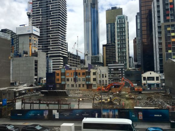 Aurora Melbourne Central construction progress. Image © UM member Adrian Proposals no more, the top end of Elizabeth Street is now a story of mass construction