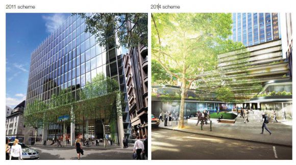 360 Collins Street - forecourt comparison. © Bates Smart 360 Collins Street set for a makeover