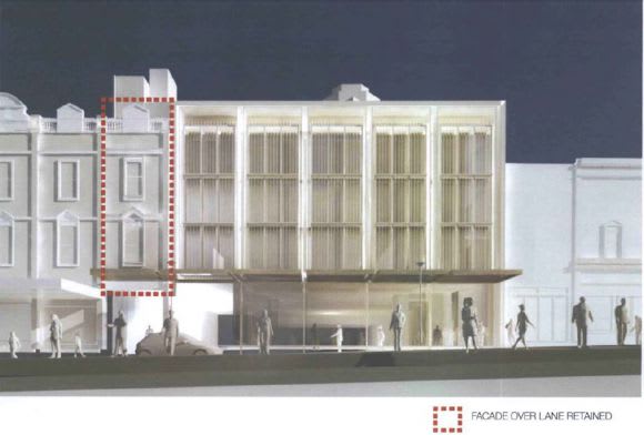 Retained fifth bay of 32-38 Bourke Street. © Bates Smart Blink and you'll miss it > The revised Palace Theatre proposal