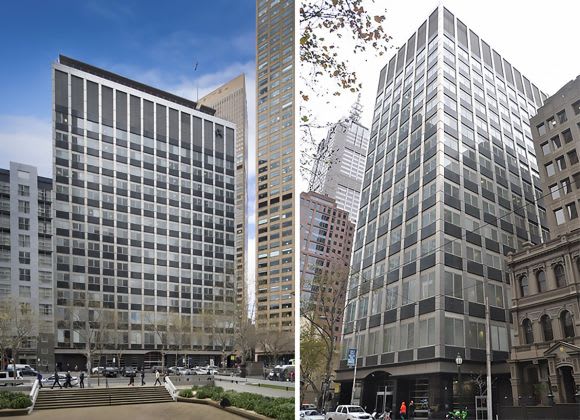 60 Collins Street. Images: Real Commercial | Jaganol Development Scenario: 60 Collins + 100 Exhibition Street, Melbourne