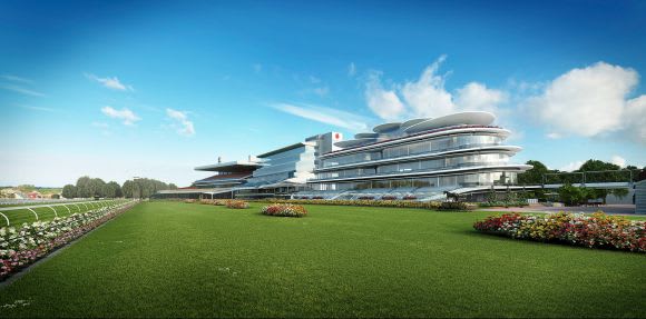 The Club Stand. Image courtesy of Bates Smart. Horses for courses: Greenland Group's Flemington Life in detail