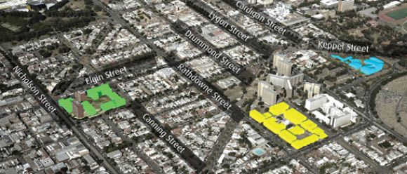 An overview of the Carlton housing redevelopment. Image courtesy DHS New apartment meets old commission in Carlton