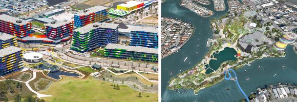 L-R: Parklands Gold Coast and HOTA Master Plan. Images: ARM Between surf, sand and sky - Chevron Island to scale new heights
