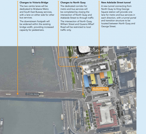 Proposed changes to Brisbane CBD city streets for the Metro project - image: Draft Design Report Brisbane Metro's draft design report released for consultation