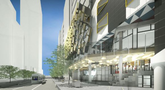 Building 10 projections to Swanston Street. © RMIT University In Detail: RMIT's New Academic Street