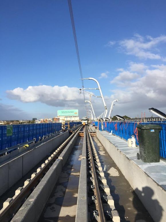 Wires are going up on the new track in Carnegie. Image: LXRA Box Hill's public transport interchange upgrade a step closer