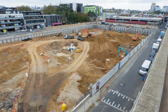 Webcam photo of construction progress at Cato Square. Image: City of Stonnington Princes Gardens upgrade adds to Prahran's Public Realm Project Pipeline