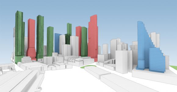 Aerial perspective from the Queen Victoria Market. The Northern Heights: CBD North model updated