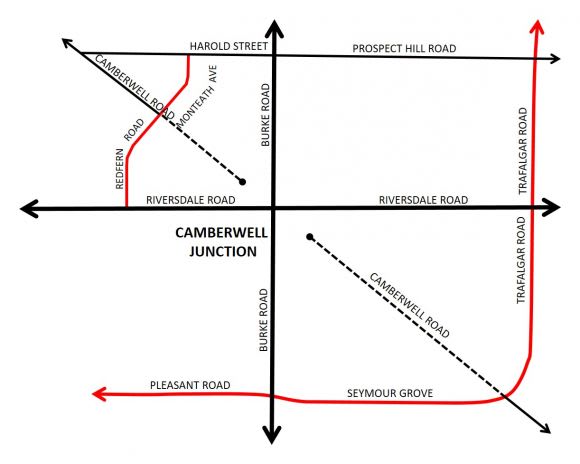 The proposed changes to the Camberwell Junction road network - image supplied Could Camberwell junction be the area's new town square?
