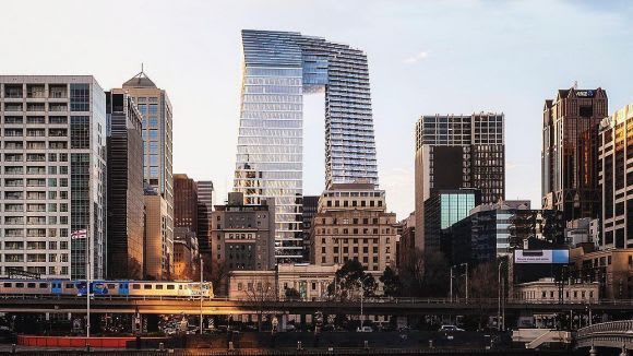Collins Arch, 447 Collins Street. Image courtesy Woods Bagot + SHoP Woods Bagot and Cbus Property's Assembly