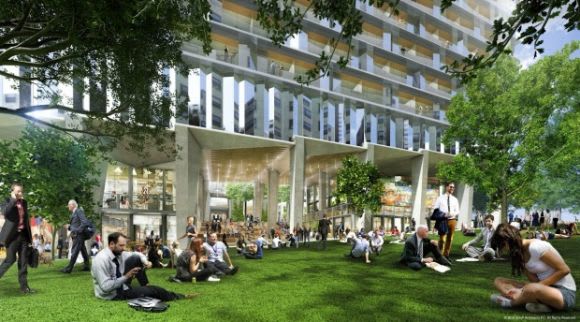 Collins Arch's new public park. Image courtesy of Cbus Property Collins Street West set for significant change