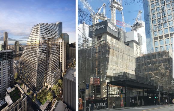 Progress at Collins Arch is picking up. Images: Cbus Property | RCP Australia Melbourne's Collins Street continues to soar as construction heats up