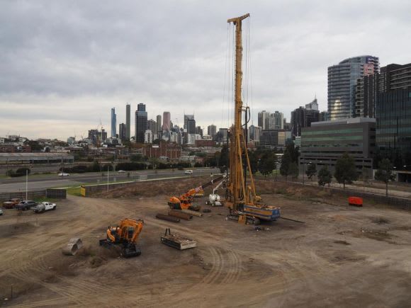 Piling rigs in Docklands - image: redden Docklands hits new a milestone while work starts on The Market