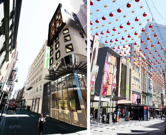 Holiday Inn and Hotel Indigo are coming to Bourke Street Mall. Images: AFR Hotel Indigo and Holiday Inn to open in Walk Arcade redevelopment
