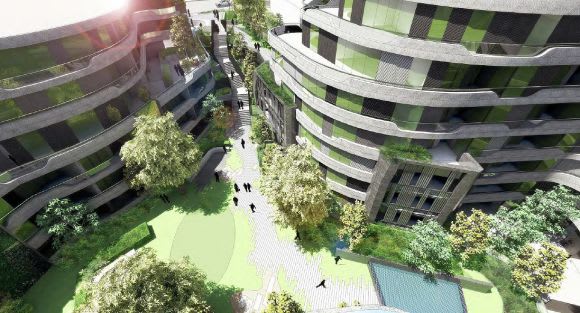 The proposed feature stair leading to the lower courtyard. Image courtesy RotheLowman Dahua Group and RotheLowman look to impress as Hawthorn marches on