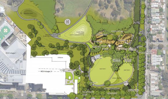 Design development plan. Image courtesy City of Melbourne Return to Royal Park