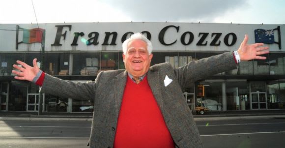Cozzzo's signature pose in front of his Footscray shop. Image: Star Weekly No capisce; Franco Cozzo to develop his Brunswick corner site