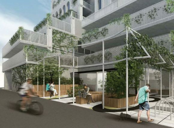 High activation over the rear of the site. Planning image: Architects EAT Having your cake and EATing it on Brunswick East's Lygon Street