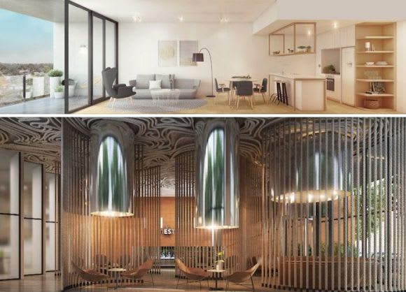 Internal finish and lobby space. Image courtesy K2LD Nest the latest at Doncaster Hill