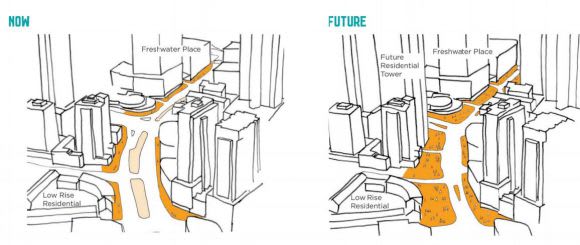 City of Melbourne's concept image for part of Southbank Boulevard Transforming Southbank Boulevard and Dodds Street