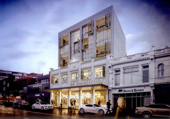 Spanish Club's intended transformatiom. Image: Warren and Mahoney Doubling up on Queens Parade as Gurner seeks approval for 476 dwellings