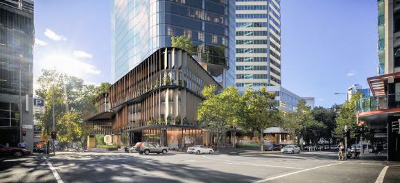 Artist's impression from Queen and A'Beckett. Image courtesy COX & FKA 3L Alliance pushes for twin 246 metre towers at 350 Queen Street