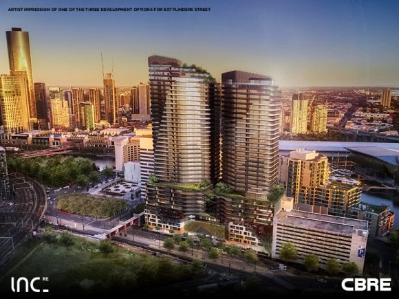 Indicative concept for 637 Flinders Street. Image: CBRE Flinders Street West set for further change