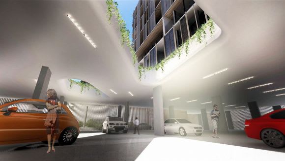 Ground level perspective. Image courtesy SJB Pellicano Group cements Oakleigh as an upcoming apartment hotspot