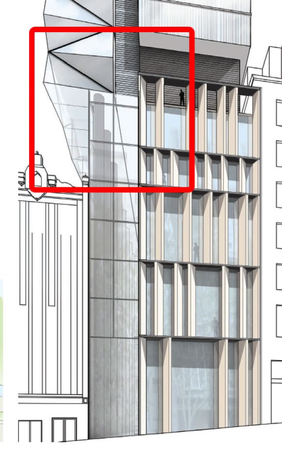 Junction of elements. Original image © Bates Smart Planning Application > Hotel Forum @ 150-162 Flinders Street