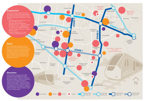 Map from the draft advocacy brochure - image: Knox Knox City Council to vote on new Public Transport advocacy in light of recent Eastern Melbourne announcements