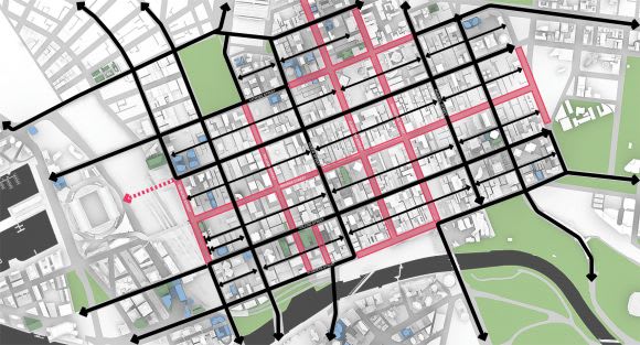 A variation of the "Superblock" with pedestrian zones adjacent to stations. City of Melbourne's Transport Strategy refresh. It's time to walk the walk