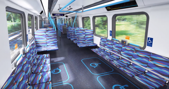 HCMT interior. Screen capture from media release video Next generation of Melbourne's train fleet unveiled