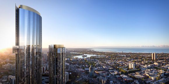 The view of Melbourne Square's pleated towers. Image courtesy OSK Property. DELWP endorses stage one of Melbourne Square
