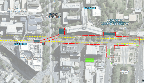 Parkville Station. Image from Melbourne Metro EES Map Book Melbourne Metro EES released; more information on station proposals