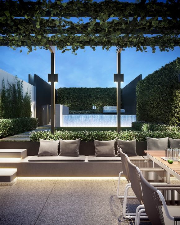 Parkville by Oliver Hume outdoor area. Image courtesy Oliver Hume Triumvirate of design combine for Parkville