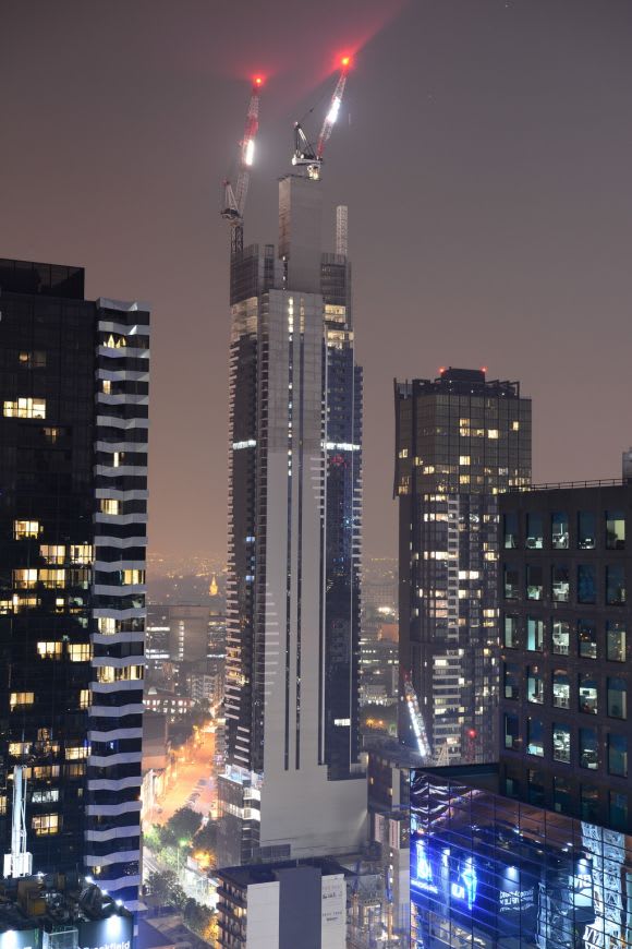 Vision Apartments construction progress. Image © UM member GlennWilson Proposals no more, the top end of Elizabeth Street is now a story of mass construction