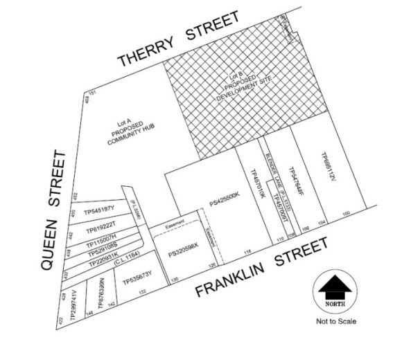 Proposed sale of Lot B. Source: City of Melbourne Council Committe Agenda 6.10 The Queen Victoria Market Renewal Project: The Case for