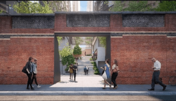New entry aperture through heritage wall into Melbourne Quarter. Image: Lendlease Flinders Street West set for further change