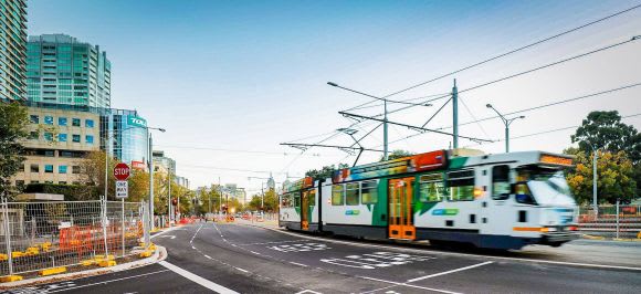 The re-opened Tram stop near the site of the new Anzac Metro station - image: MMRA Tram network scores a round of service frequency increases in new May timetable