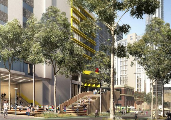 Concept for State Library Station's Franklin Street entry. Image: MMRA Melbourne Metro Station names revealed as Development Plans are released