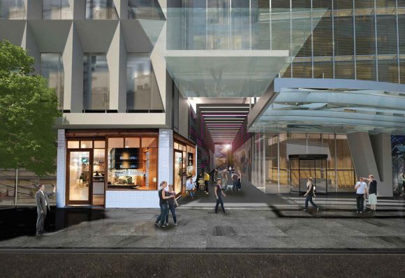 Walker Laneway looking east from Batman's Hill Drive. © Woods Bagot And then there were five > Tower 5 Collins Square