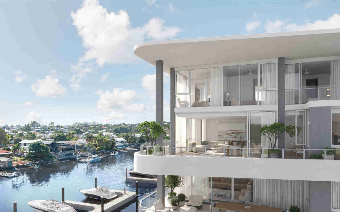 Lewis Land unveils Harbour Shores’ double-storey sky homes with private marina berths