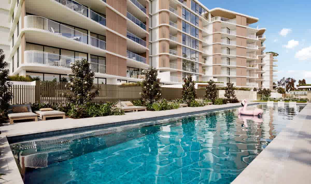First-class resort-style amenities at Habitat's lakeside St Clair apartments in Birtinya