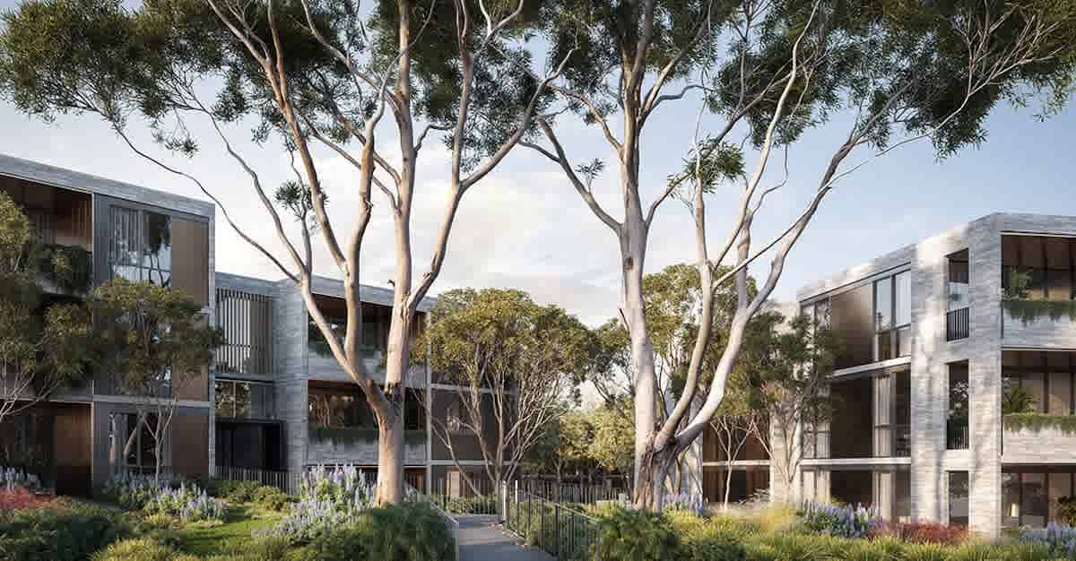 Landscaping and gardens at the centre of everything at Ivanhoe East apartments, The Grounds